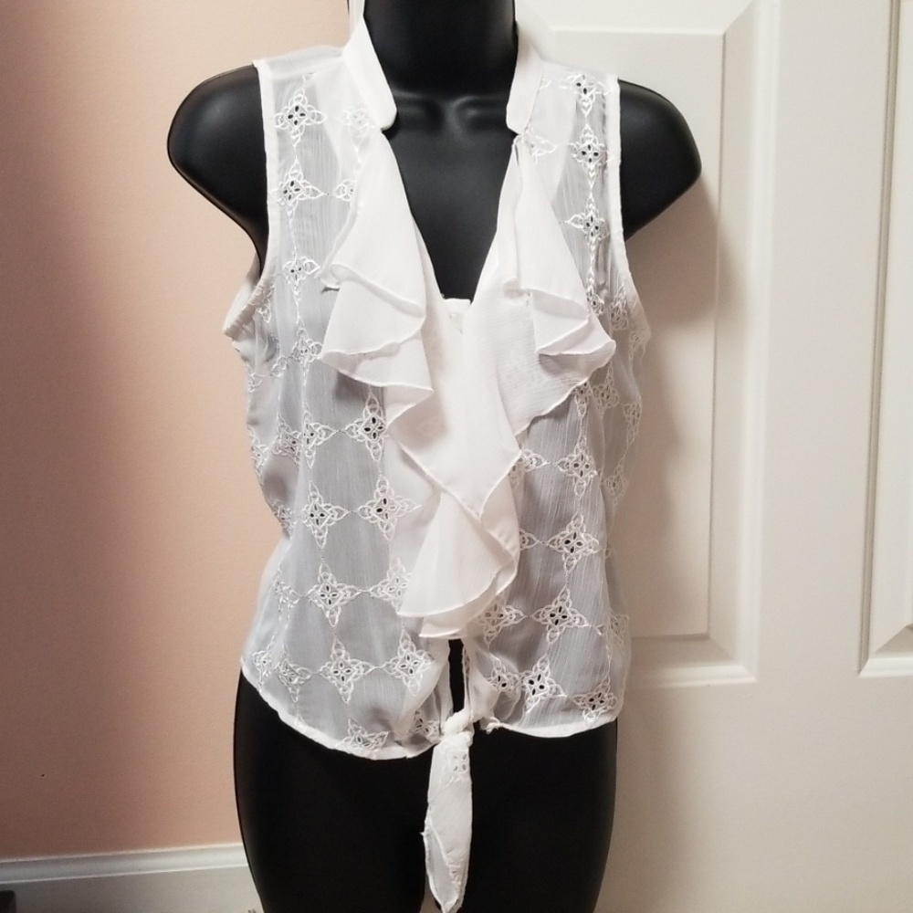 Sleeveless Eyelet Tank Top